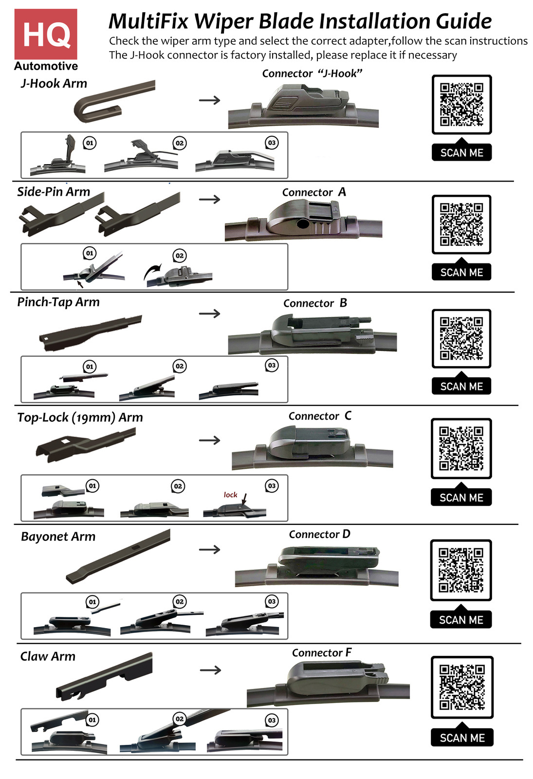 HQ AUTOMOTIVE Windscreen Wiper Blade Multifix10 Wiper Blades \ Front