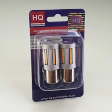 HQ Automotive Car LED Indicator Bulbs 2pcs PY21W (BAU15S) 66 SMD-2016 100% CanBus AMBER LED Car Bulbs