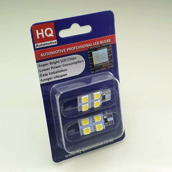 HQ Automotive Car LED Bulbs 2x 12V 1x4 SMD-5050 W5W T10 501 CanBus WHITE 
