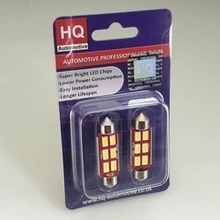 HQ Automotive 2x Car LED Bulb 12V 6x SMD-5630 C10W 42mm CanBus WHITE