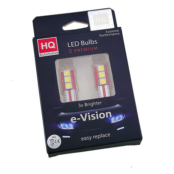 HQ Automotive 2x Car LED Bulbs 12V 3x SMD-5050 W5W T10 (501) W2.1x9.5d CanBus WHITE 2pcs